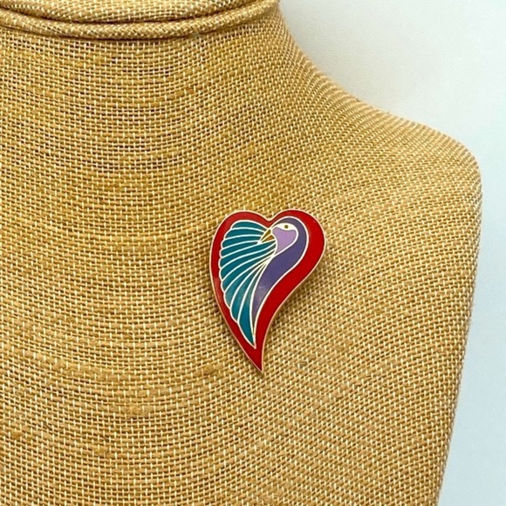 Vintage Laurel Burch Dove Heart Pin